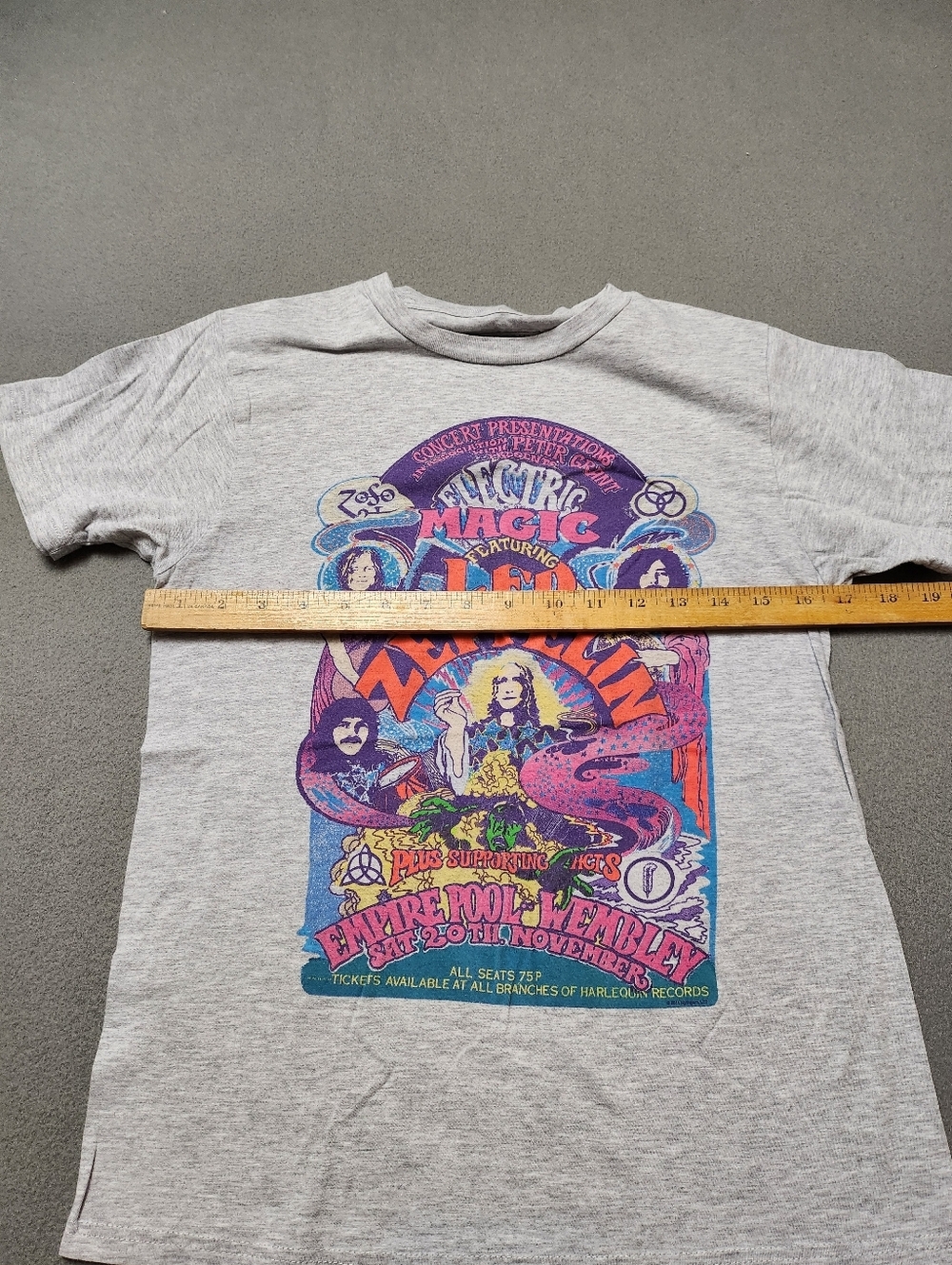 LED ZEPPELIN Colourful Electric Magic Black Vintage Rock Band Tee T-Shirt Sz S - Picture 6 of 6